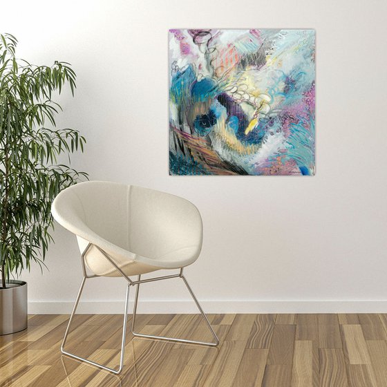 AT THE LAKE | ORIGINAL ABSTRACT PAINTING, ACRYLIC ON CANVAS