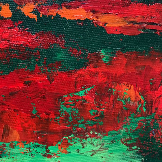 Red poppy garden before storm ! Impressionist Art ! Abstract landscape