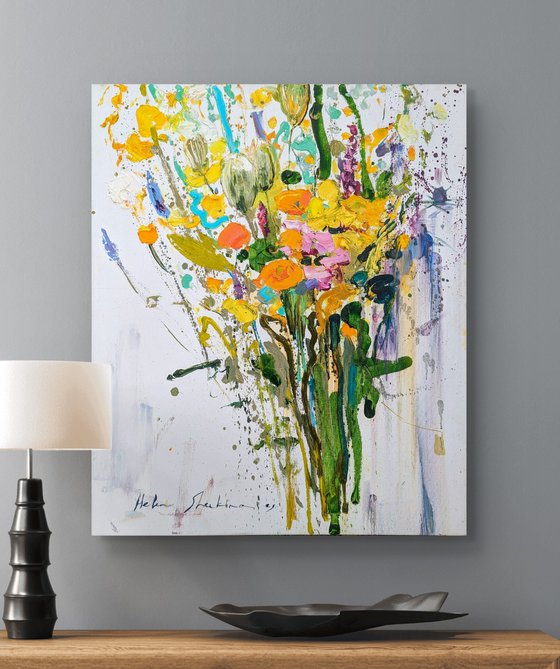 Wildflowers on white