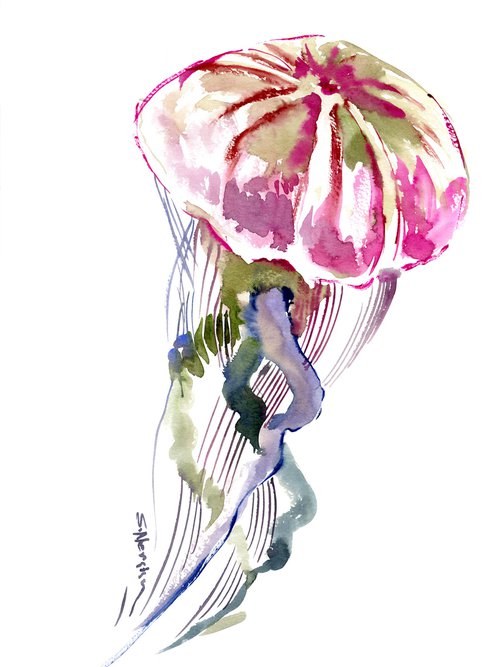 Jellyfish watercolor painting by Suren Nersisyan