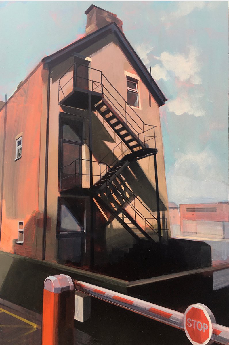 Impressionistic Cityscapes Acrylic Painting By Andrew Morris, 20 X 30, House And Shadows, Original Artwork