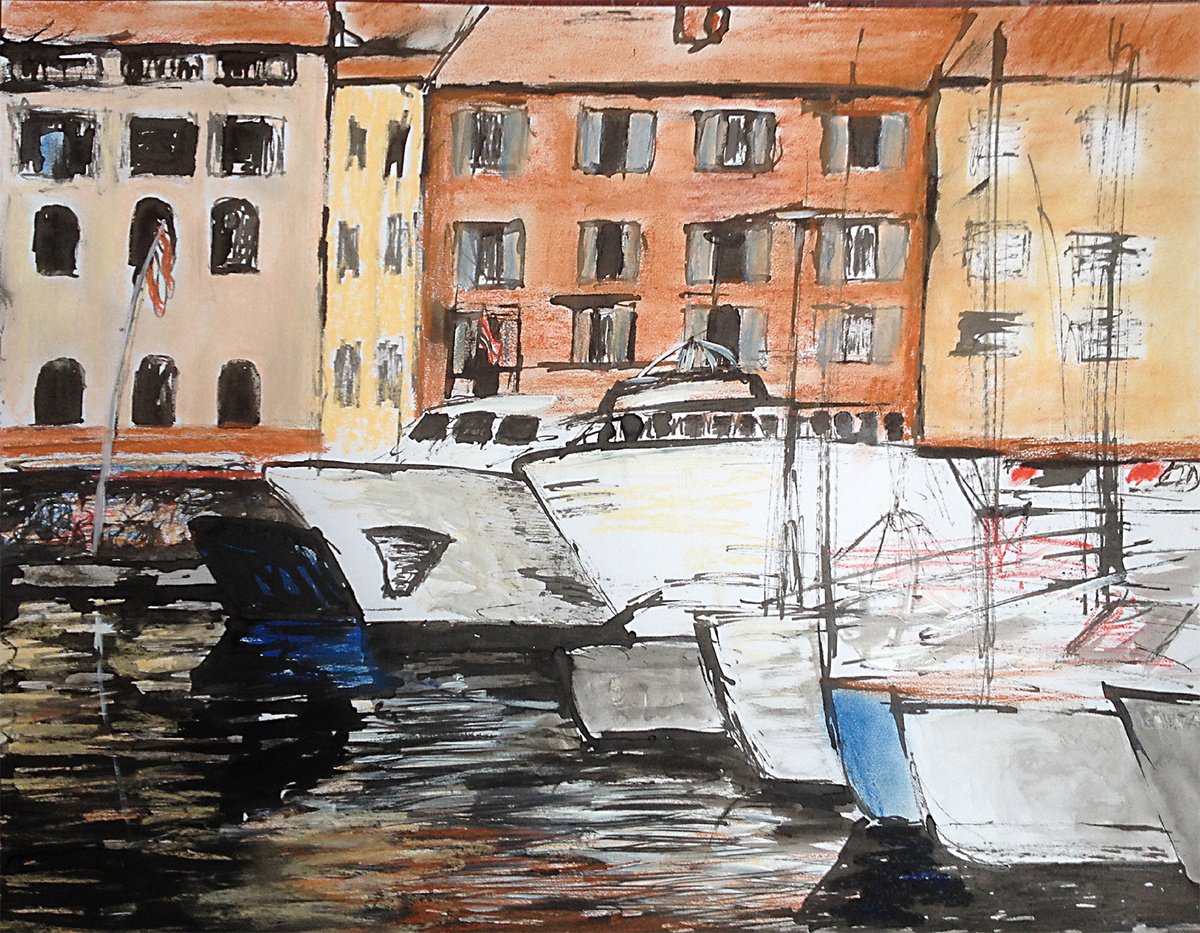 French harbour sketch by Rene Goorman