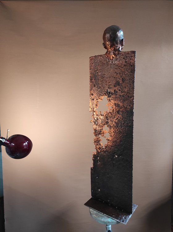 "The Dissenter" Unique mixedmedia sculpture 103x28x18cm.
