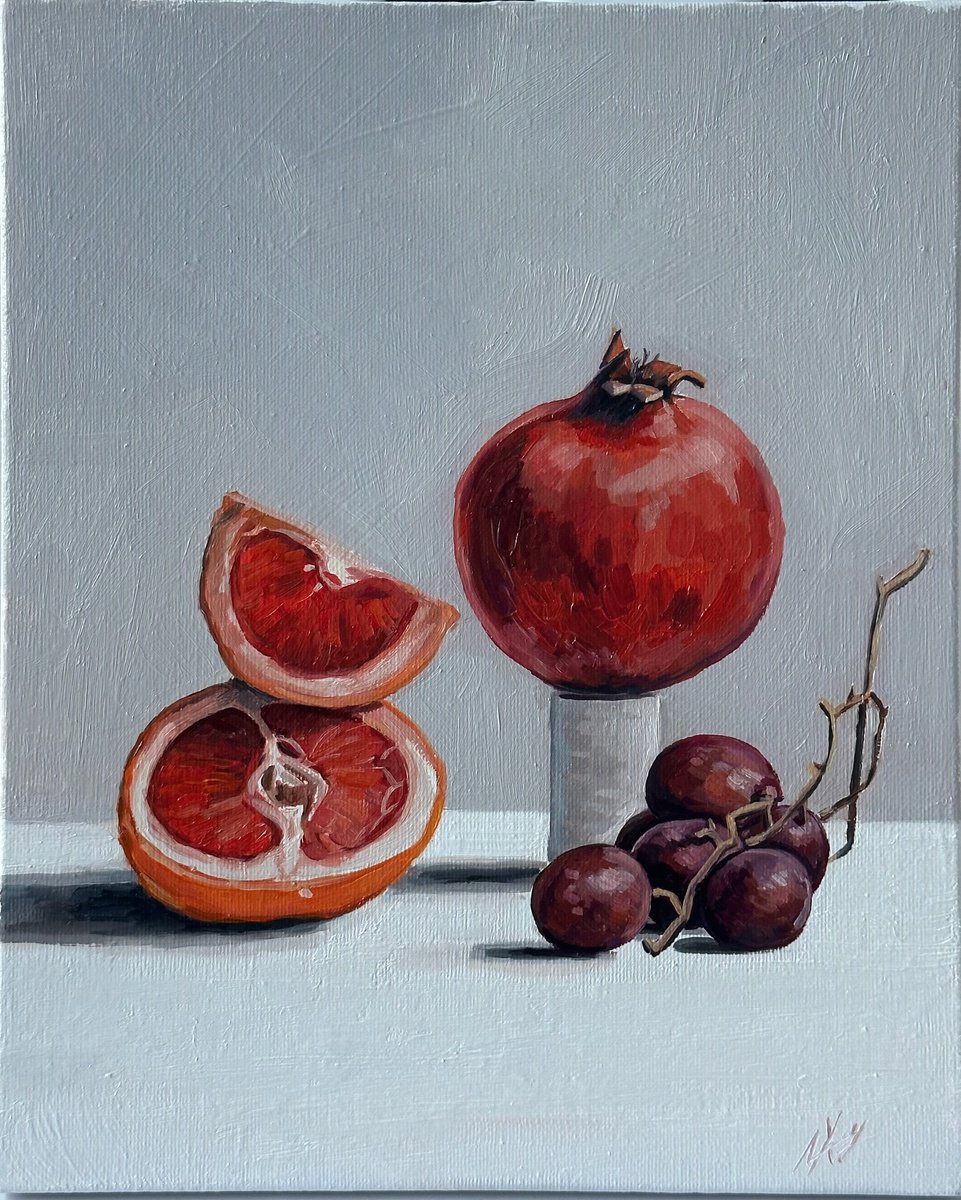 Still life fruits Oil Painting 22x28cm 8.5x11inch by Leysan Khasanova