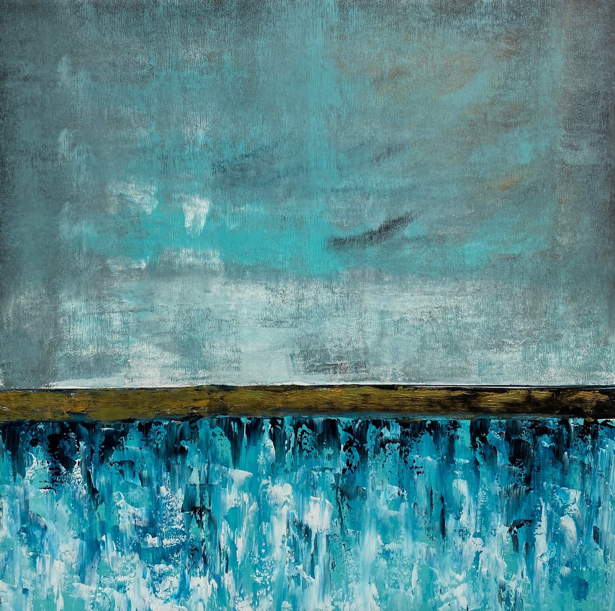 Abstract Acrylic Painting By Madhav Singh, 43 X 43", Cornflower Field 2, Original Artwork