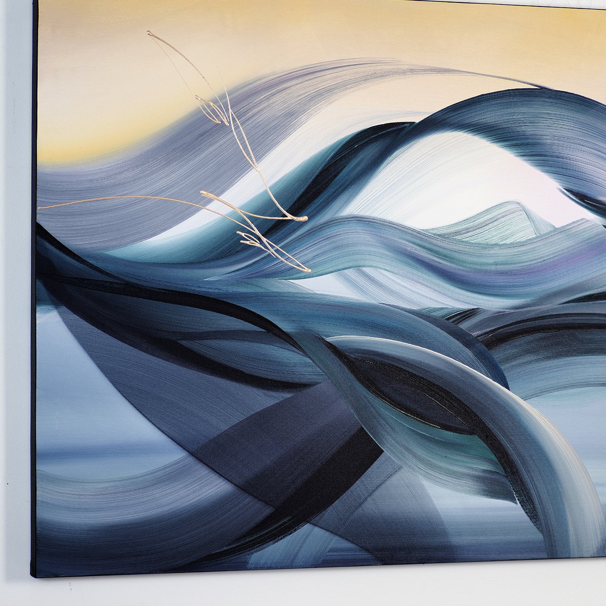 Abstract Acrylic Painting By Novi Lim, 48 X 36", Twilight Descends, Original Artwork