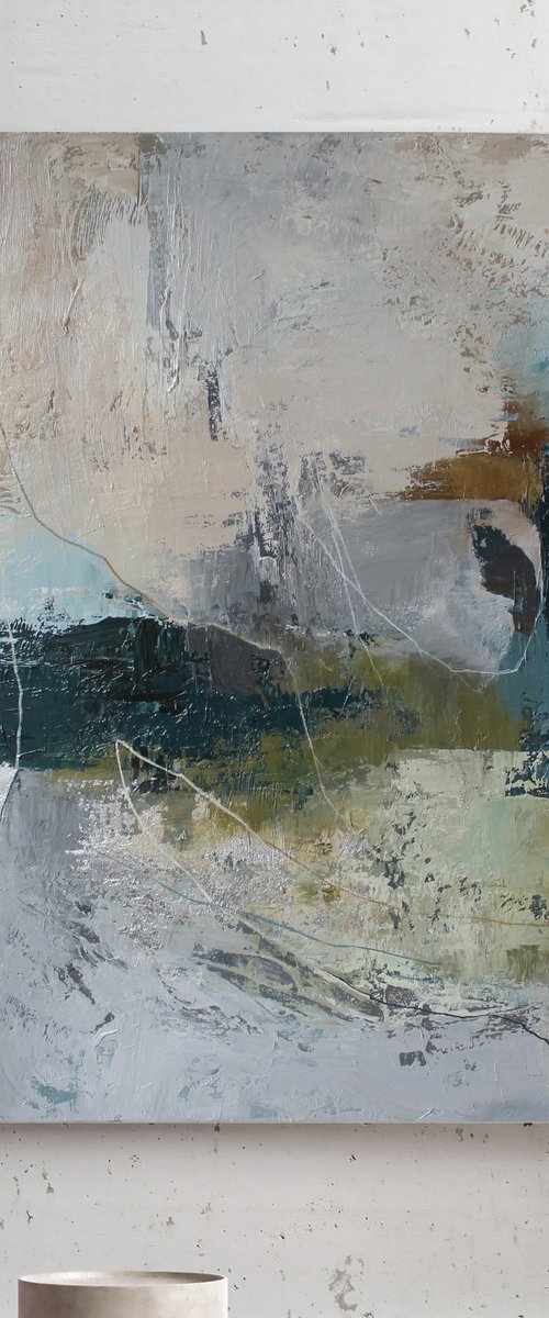 "Fall" Abstract blue gray green art by Yana Sagan