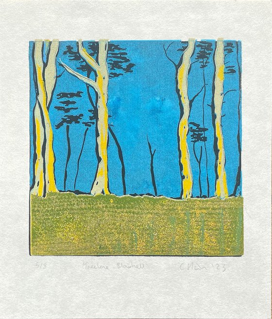 Tree line mini print- Nature Linocut Print