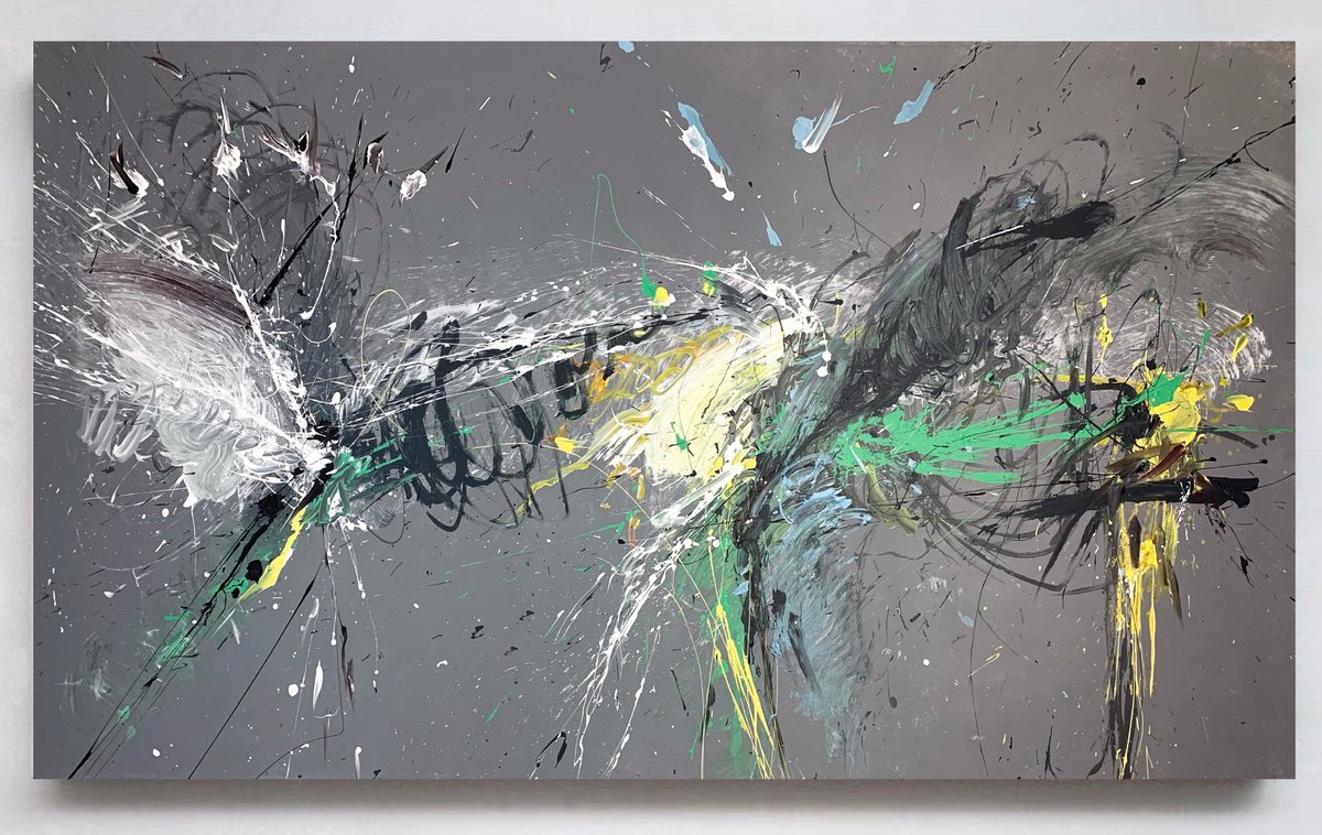 Organic Abstract Acrylic Painting By Rosi Roys, 79 X 47", Color 54, Original Artwork