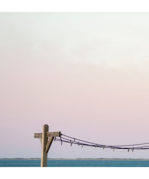 Clothesline Between Lighthouses, Provincetown - 30 x 15" by Brooke T Ryan