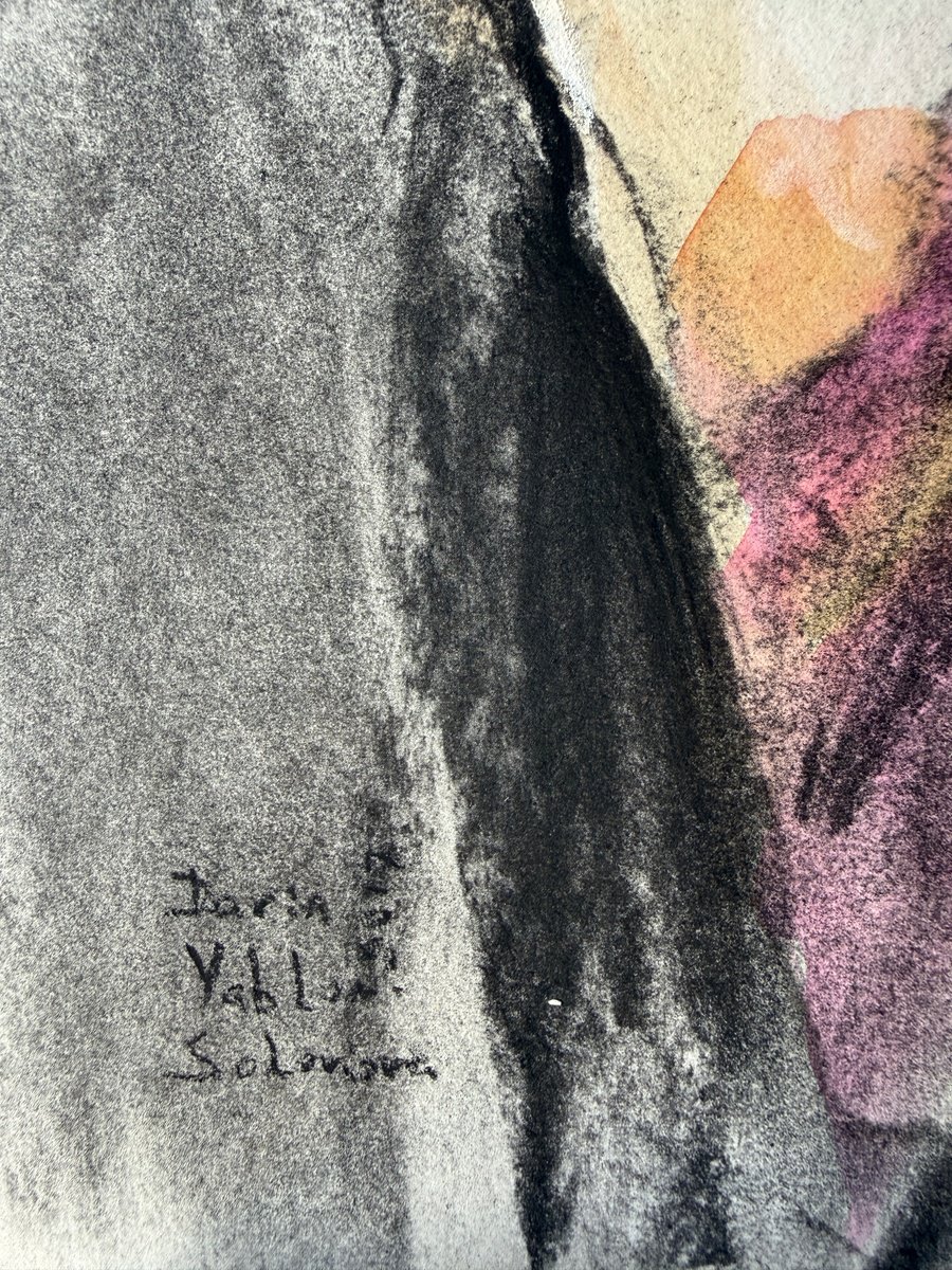 Impressionistic Portrait Watercolour By Daria Yablon-Soloviova, 12 X 16, Living Portraits - Quiet Bloom - Charcoal, Artfinder