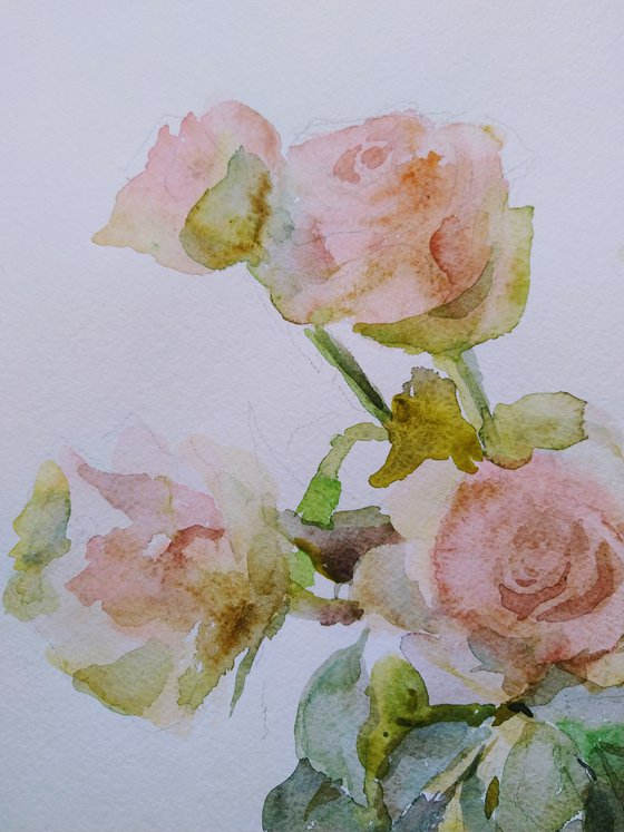 Roses. Original watercolour painting.