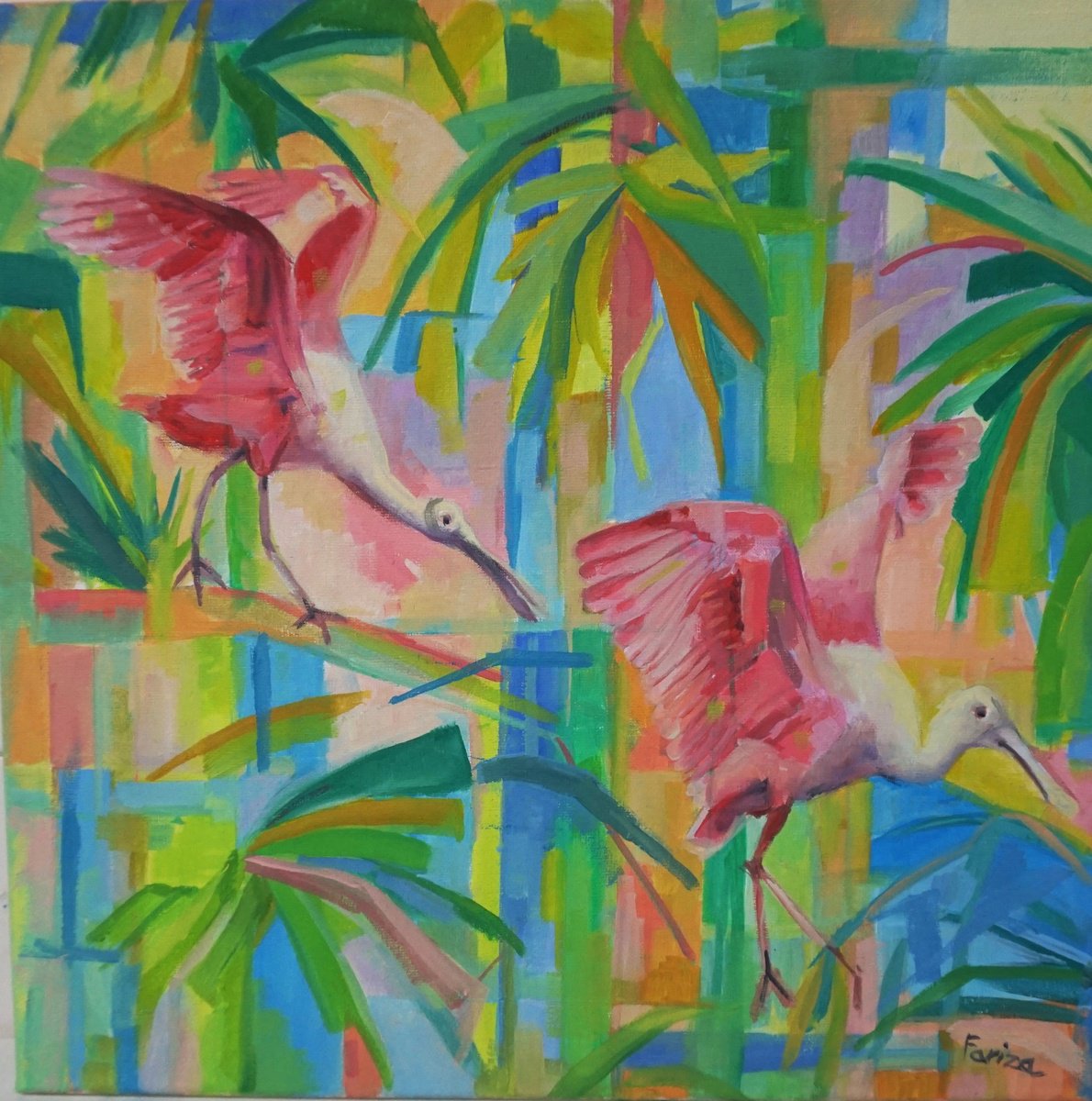 Impressionistic Animal Oil Painting By Amaya Fernandez Fariza, 16 X 16, Sweet Descent, Original Artwork