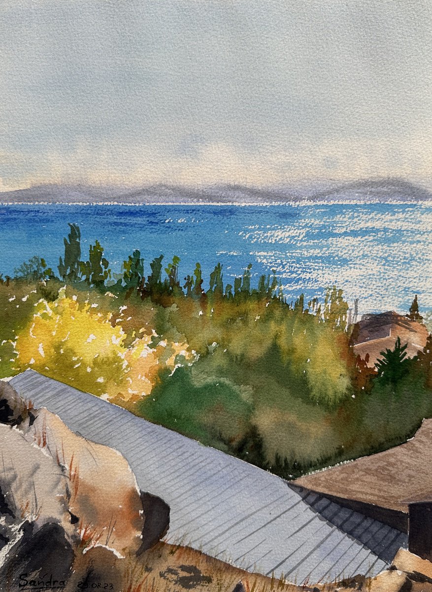 Impressionistic Watercolour , A Sunny Autumn Day On Lake Sivan By Oleksandra Padushyna, 11 X 15, Artwork For Sale On Artfinder