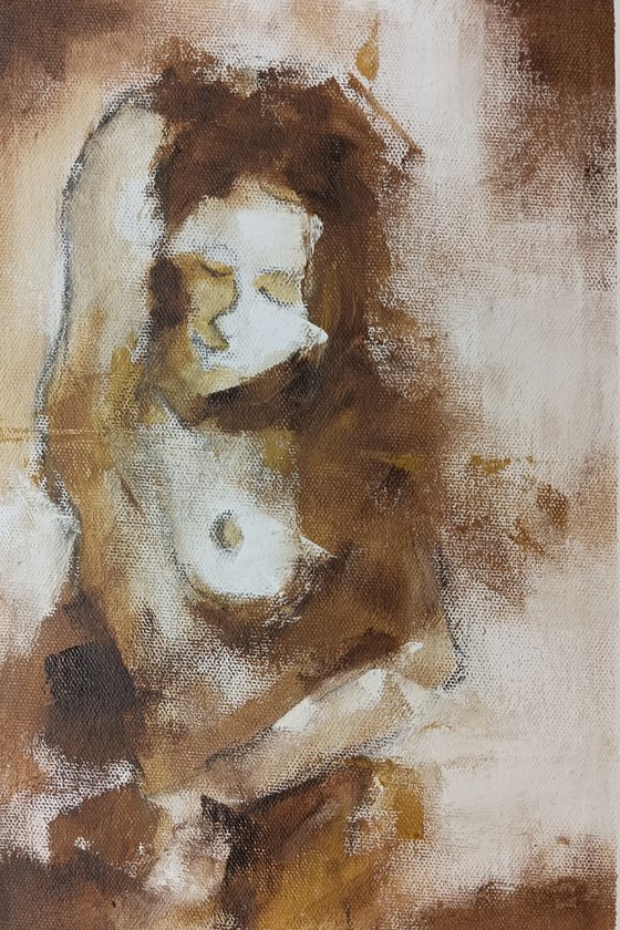 Stady of naked lady 3. Oil on canvas