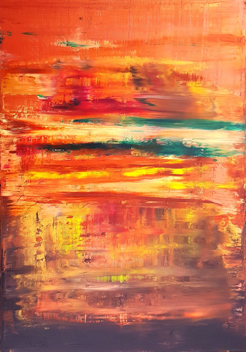 Abstract Landscape Acrylic Painting By Ivana Olbricht, 28 X 39, West Wind, Original Artwork