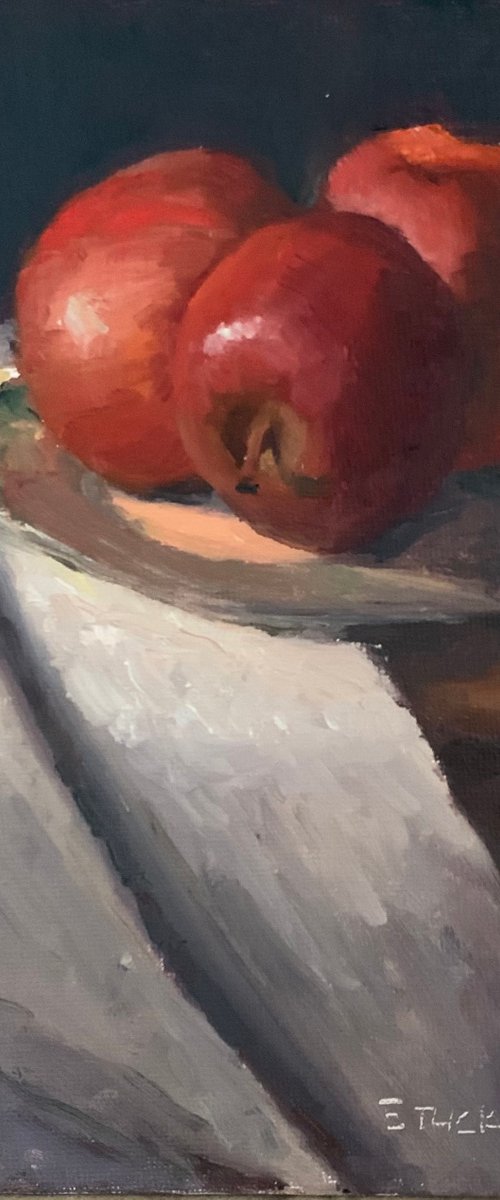 Red Apples on Cloth by Elizabeth B. Tucker