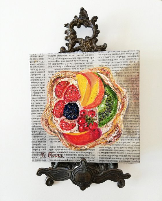 "Fruit Tart on Newspaper"