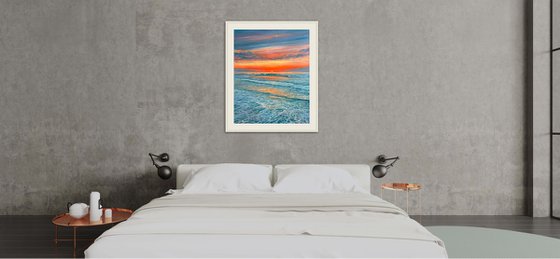 "Let The Sunshine In"- Original Oil painting of Sunset; Seascape; Ocean wall art; Coastal wall art; Wave canvas; Marine; Oil painting; Waves; Sea; Ocean.