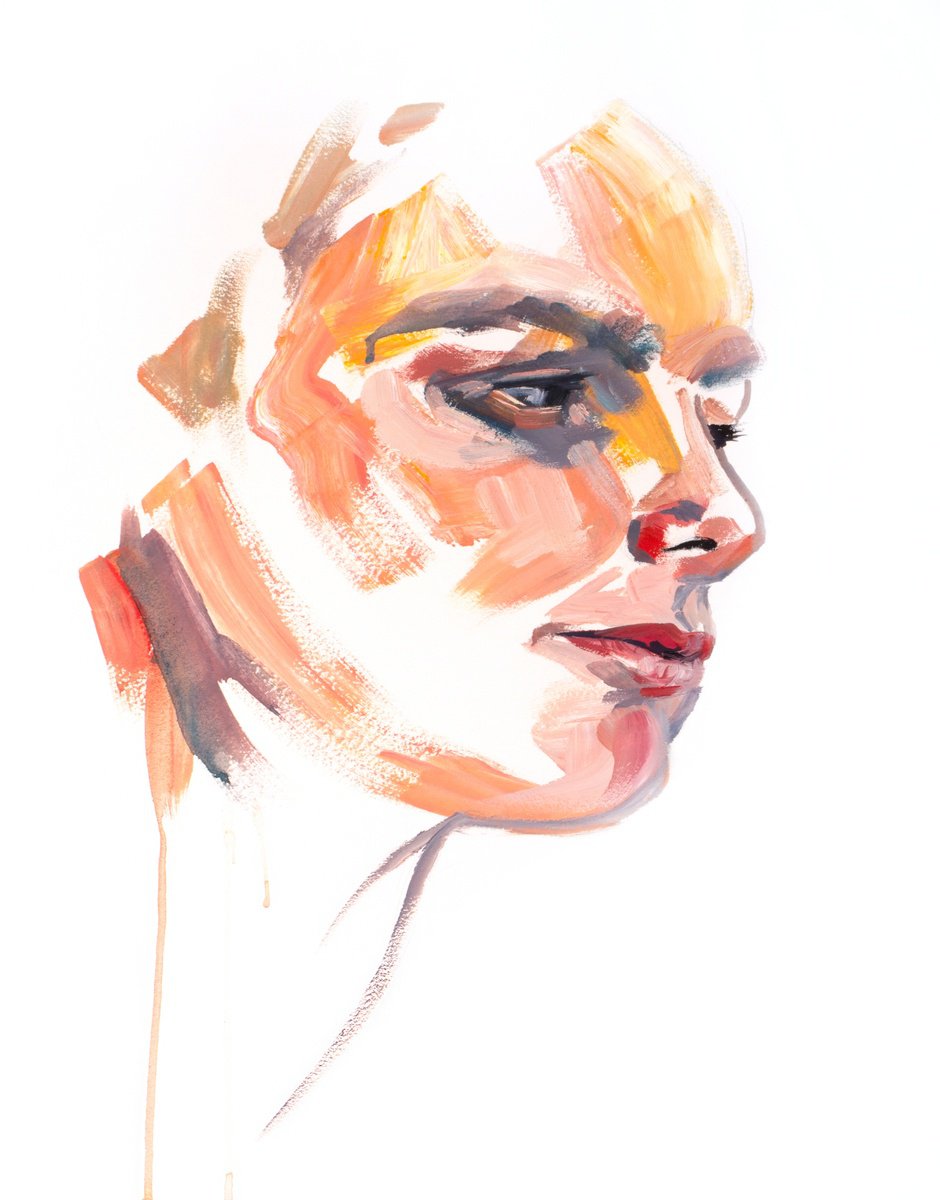 Expressive Portrait Oil Painting By Elizabeth Becker, 16 X 20, Poignant No. 2, Original Artwork