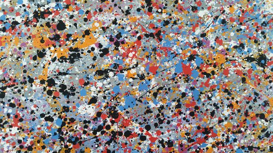 Abstract Jackson Pollock style acrylic on canvas by M.Y.