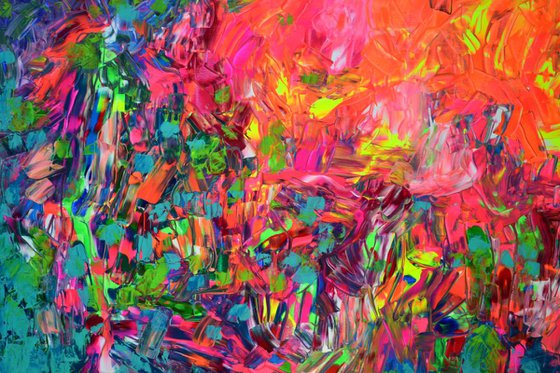 Gypsy Love Spell - 200x80 cm - Huge, Big Painting XXXL - Large Abstract, Supersized Painting - Ready to Hang, Hotel Wall Decor