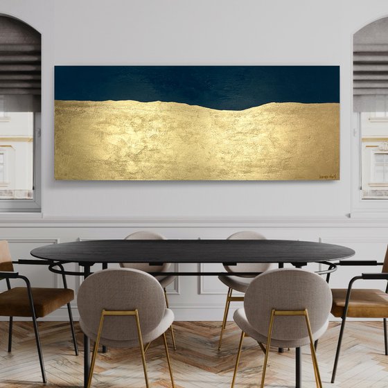 Wise Lands Three - 152 x 61 cm - metallic gold paint and acrylic on canvas