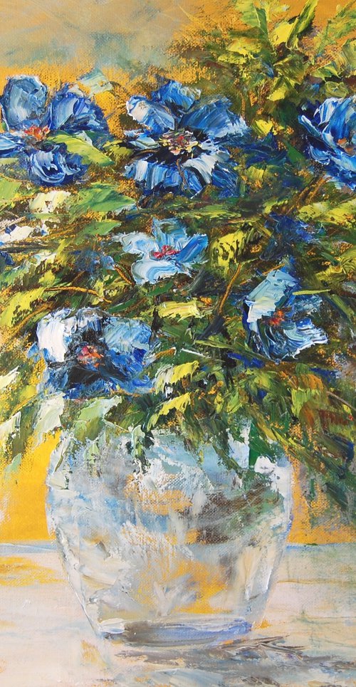 Flowers in blue by Mikhail  Nikitsenka