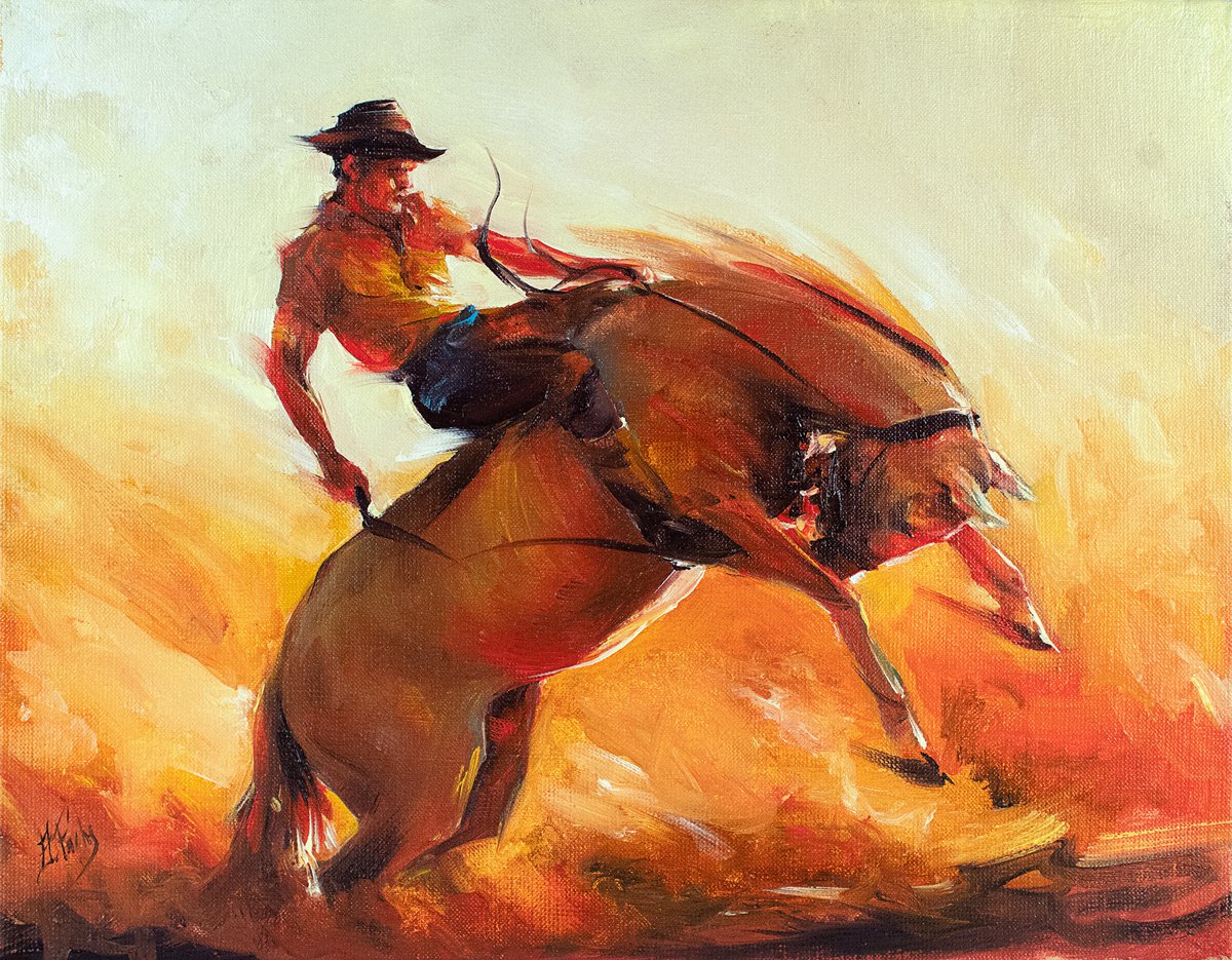 Cowboy riding by Bozhena Fuchs