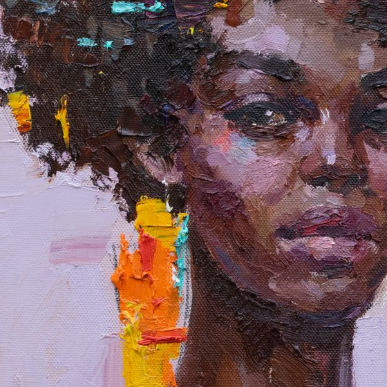 African woman portrait Original oil painting