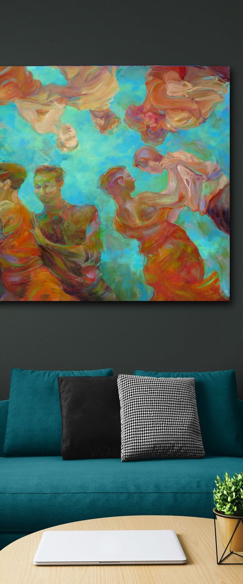Tango in Turquoise 120x120cm by Egle Colucci