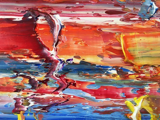 "Go With The Flow" - FREE WORLDWIDE SHIPPING - Original PMS Abstract Oil Painting On Canvas - 36" x 18"