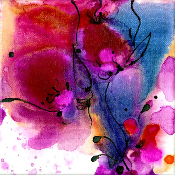 Blossoming  Lullaby Collection 1 -  Set of 3 Abstract Floral Paintings by Kathy Morton Stanion