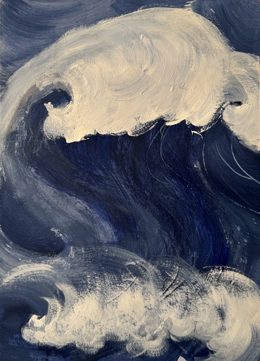 Impressionistic Landscape Painting By Anastasia Mazur-Skrobova, 11 X 16, Tsunami, Original Artwork