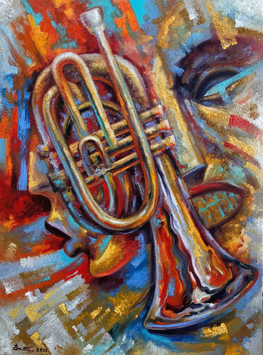 Expressive Still Life Oil Painting By Serhii Voichenko, 24 X 32", Deep Jazz, Original Artwork