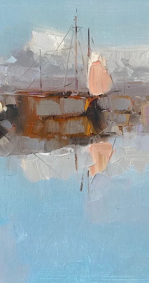 Sail boats, Original oil painting, Handmade artwork, One of a kind by Vahe Yeremyan