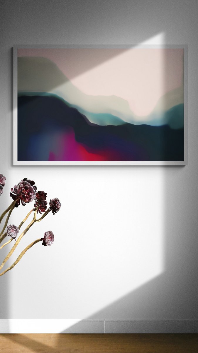 Abstract Acrylic Painting By V+V Kniazievi, 47 X 31", Waterfall Of Love #2, Original Artwork