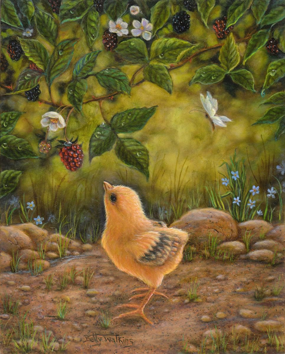 Chick with Berries by Betty Watkins