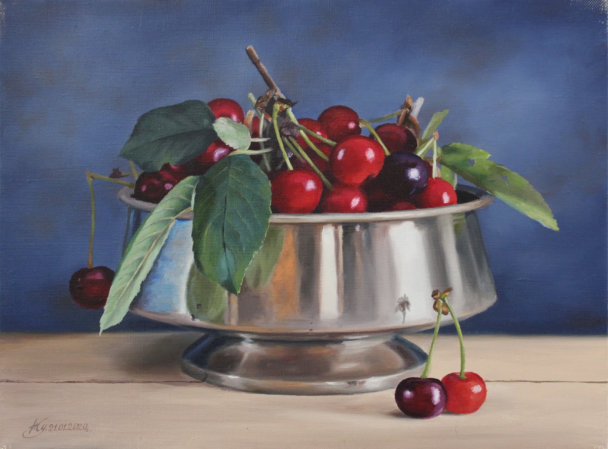 Cherries in a bowl by Natalia Zhukova