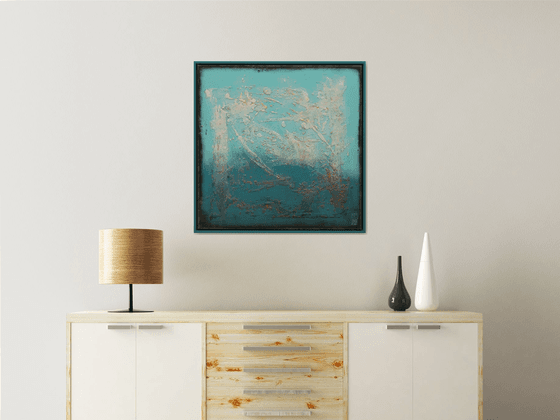 Blue Lagoon Small - Incl. blue frame - 75x75 cm - Ronald Hunter - 52J