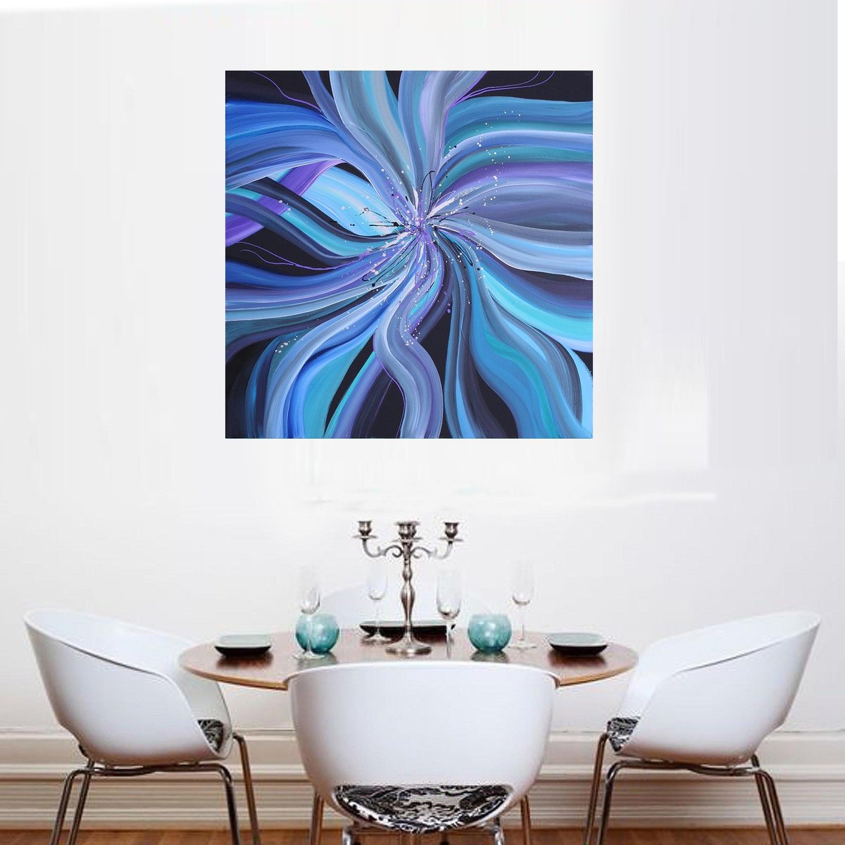 Organic Abstract Acrylic Painting By Susan Wooler, 30 X 30", Spring Raindrops, Original Artwork