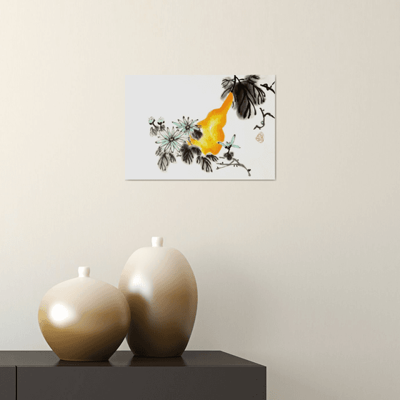 Gourd and chrysanthemum
