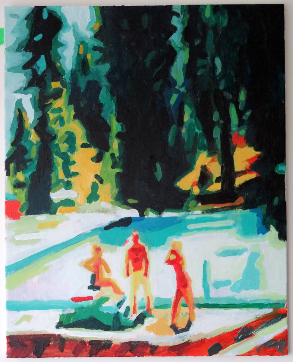 Impressionistic Landscape Painting By Stephen Abela, 24 X 30", Pool In The Woods, Original Artwork