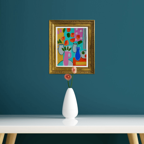 Still Life Interior with 4 Vases