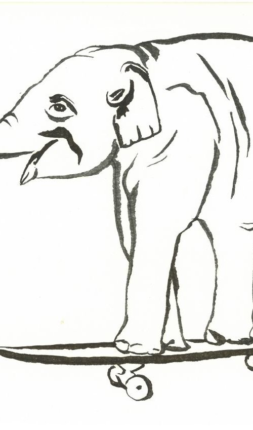 Elephant I Animal Drawing by Ricardo Machado