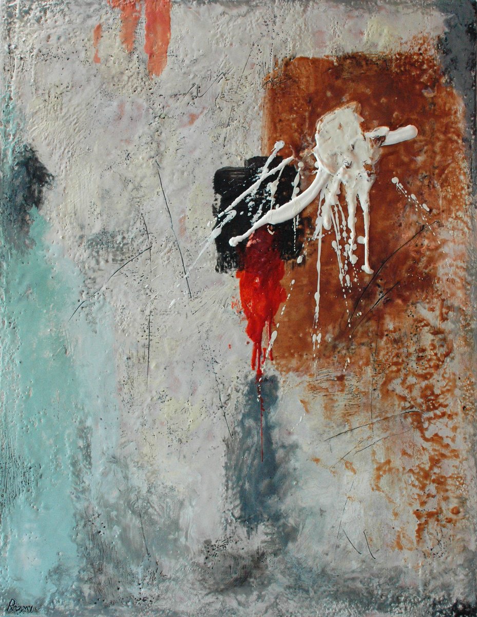 Abstract Oil Painting By Rumen Spasov, 21 X 28", "Just A Small Spot", Original Artwork