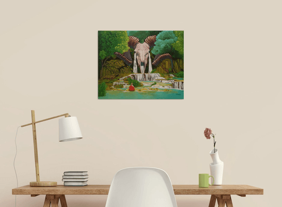 Ram skull waterfall