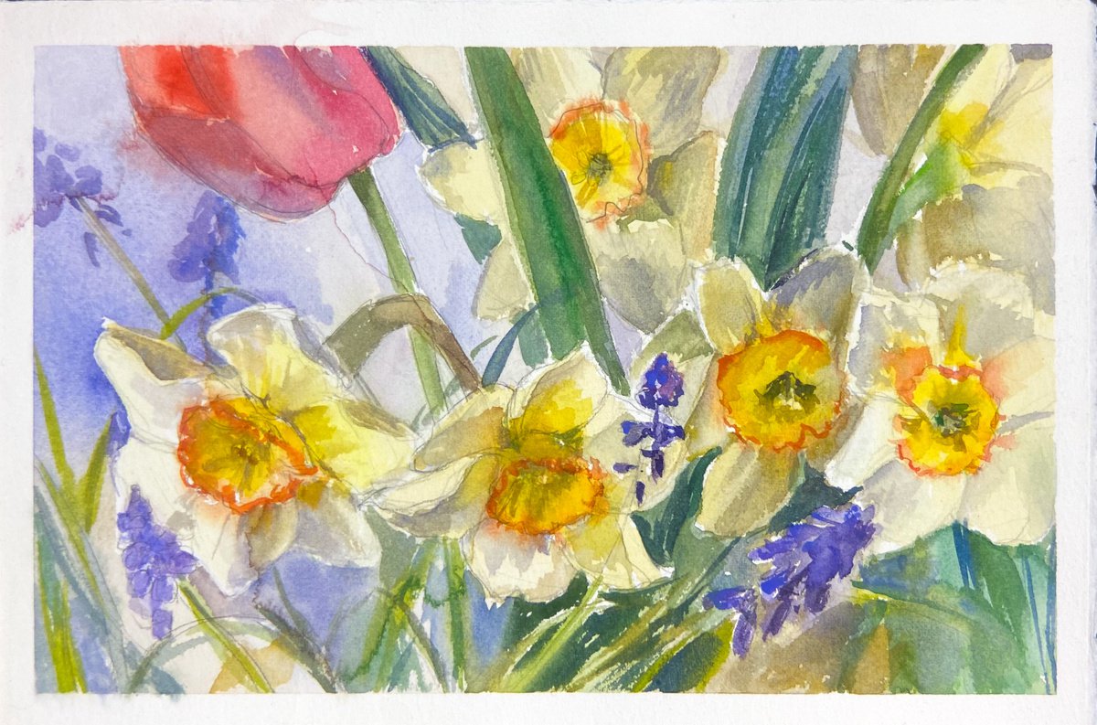 Spring bouquet | little watercolor etude by Nataliia Nosyk