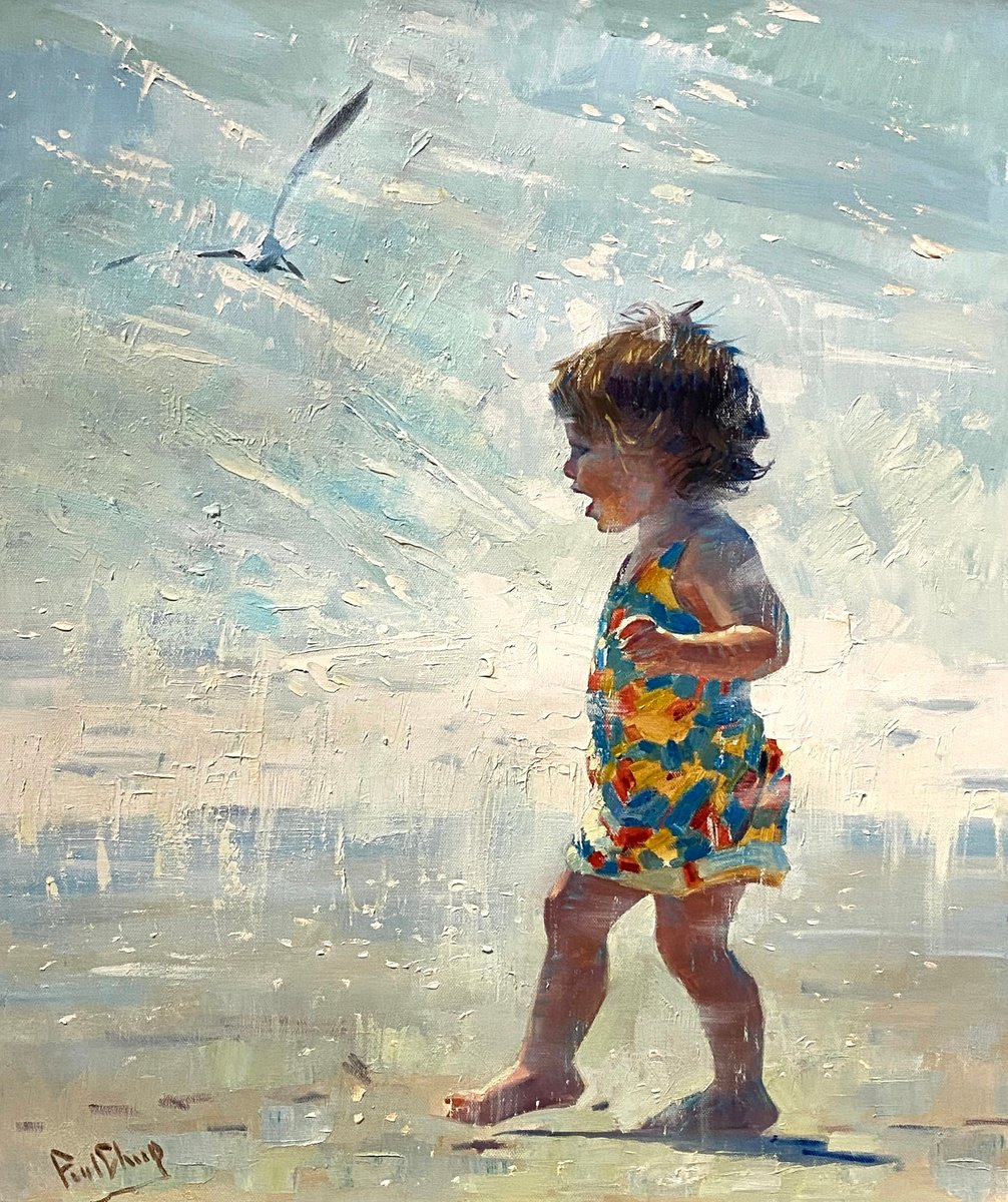 【F50号】sunday park サンデーパーク原画 oil painting Original Oil Painting Signed Sylvia Schwartz 