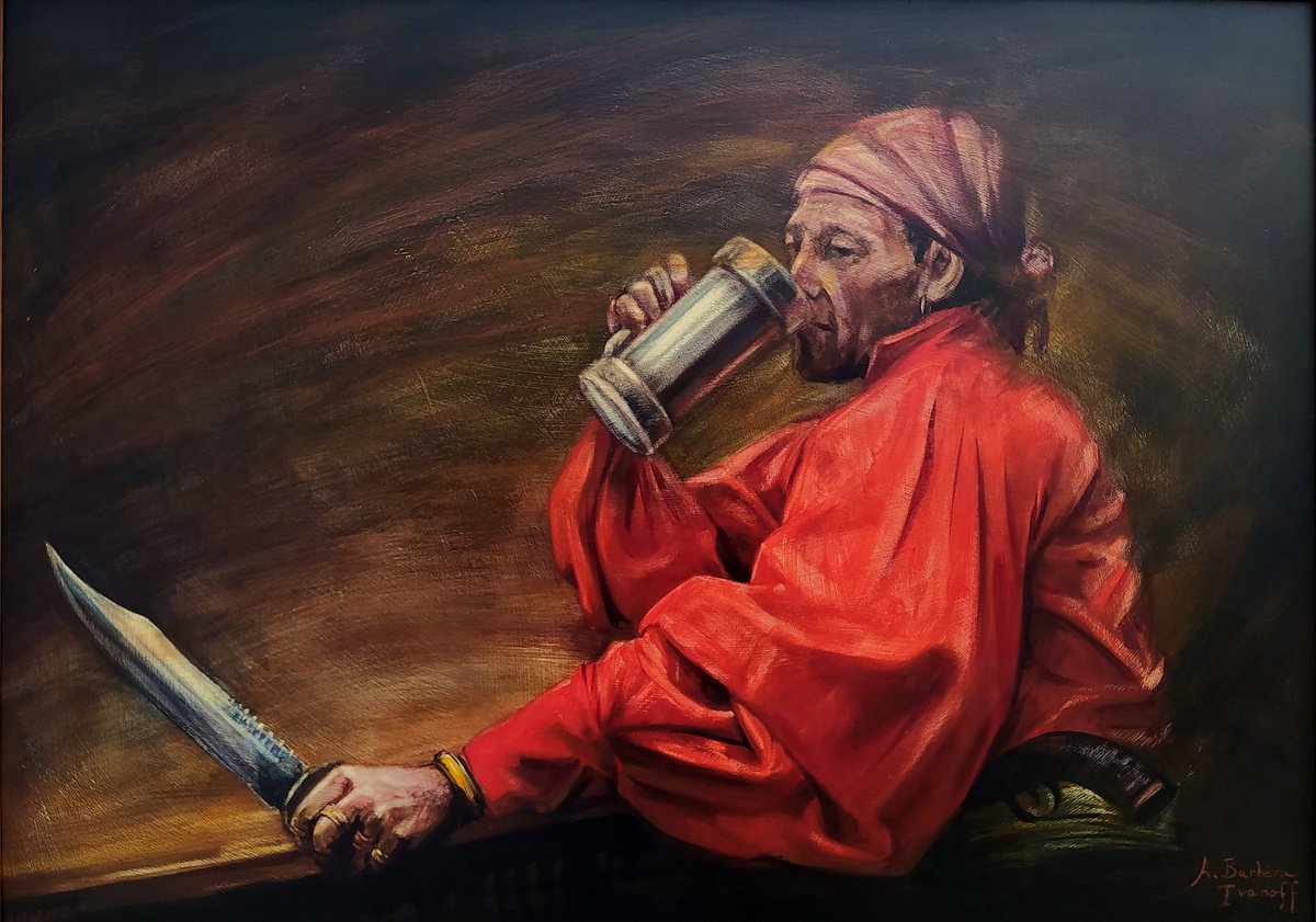 Expressive Portrait Oil Painting By Alexandre Barbera-Ivanoff, 32 X 24, The Fox, Original Artwork